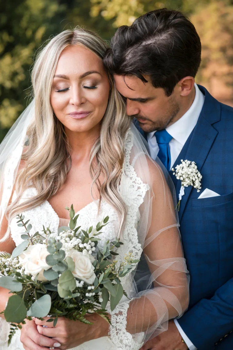 The bride and groom share an intimate moment. Shot at Dundas Valley Golf and curling club by Pixelesque Photography - Hamilton Wedding Photographer.