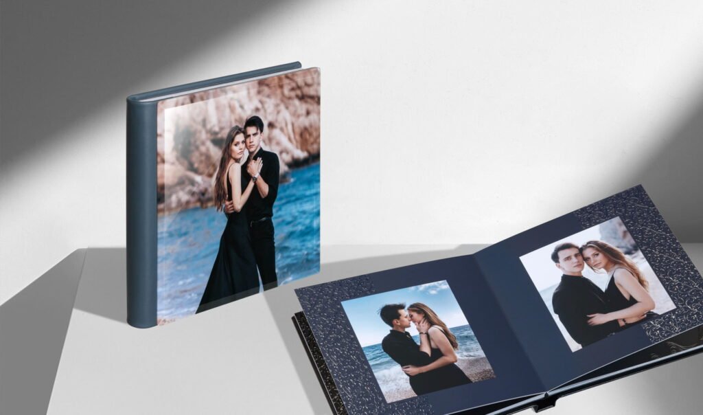 a photo book printed for an engagement session