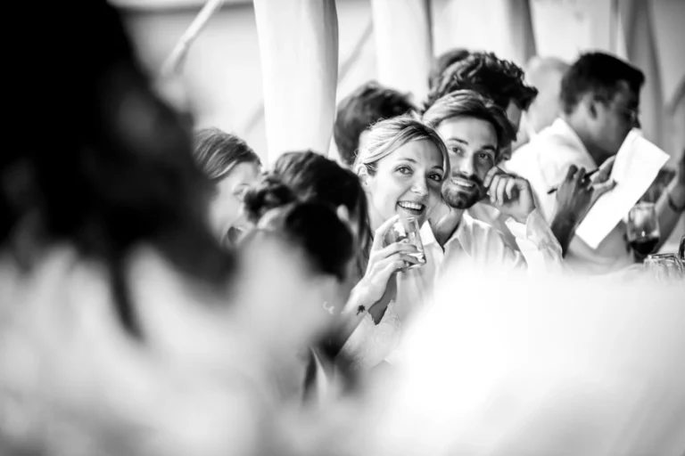 Emotional reactions from guests during reception speeches.